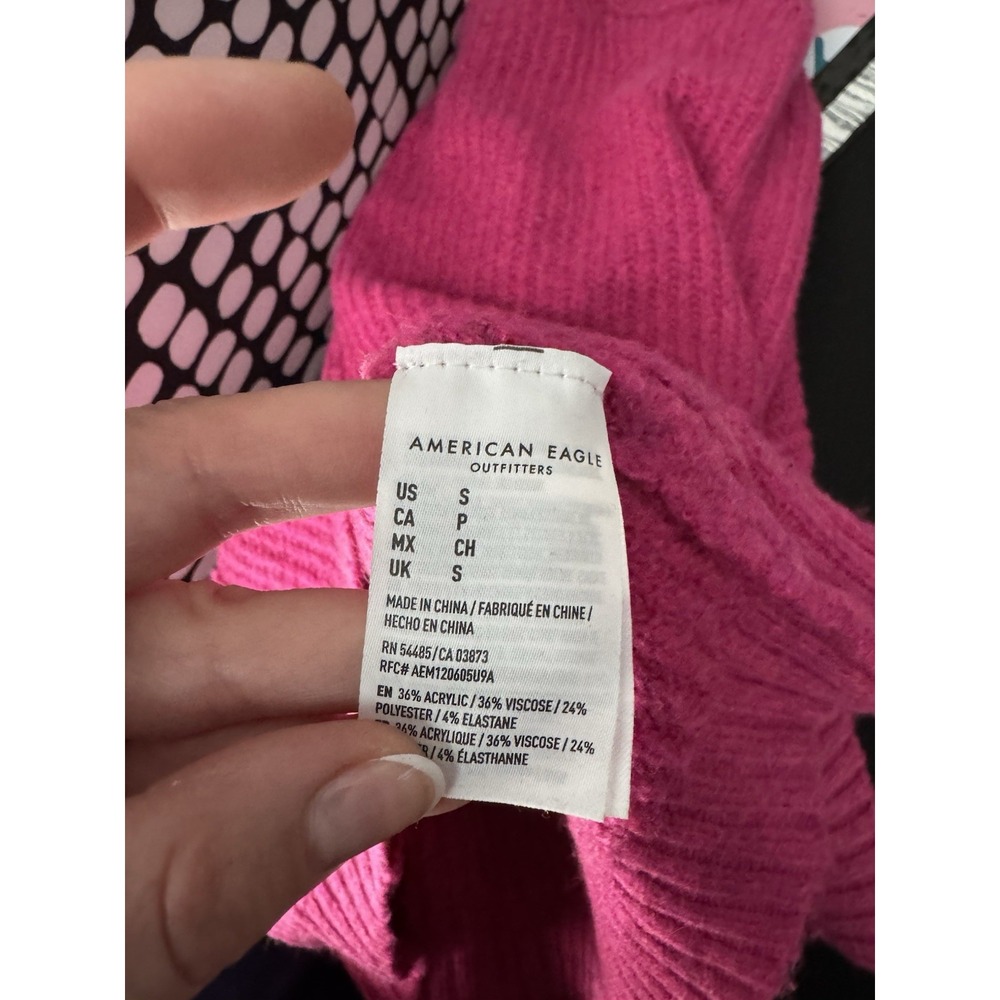 American Eagle Outfitters Knit Sweater S Hot Pink Fuzzy Soft Oversized Lagenlook - Picture 3 of 9